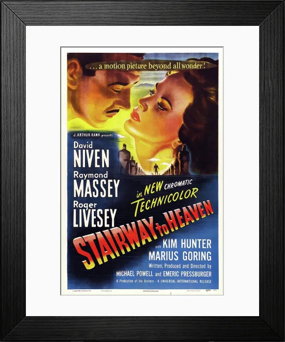 Framed Print : STAIRWAY TO HEAVEN, (aka A MATTER OF LIFE AND DEATH), US poster art, from left: David Niven, Kim Hunter, 1946