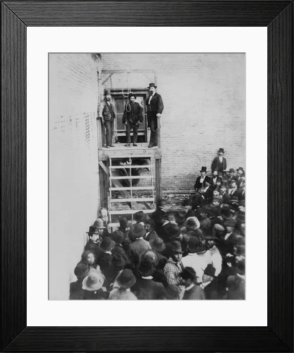 Framed Print : Hanging of Ah Ben, in Marysville, California on March 14, 1879. He was convicted of the murder of John McDaniel, owner of Marysville Race Track on Nov. 30, 1878. Sheriff Hank L Framed Print : Hanging of Ah Ben, in Marysville, California on March 14, 1879. He was convicted of the murder of John McDaniel, owner of Marysville Race Track on Nov. 30, 1878. Sheriff Hank L