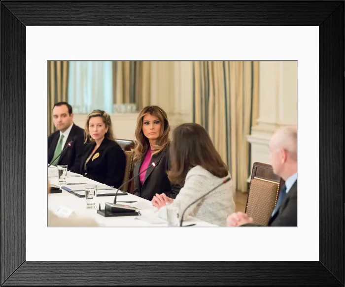 Framed Print : First Lady Melania Trump participates in a Cyber Security and Technology Roundtable, March 21, 2018