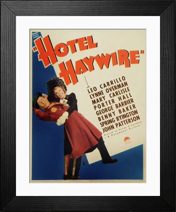 Framed Print : HOTEL HAYWIRE, US poster art, from left: Benny Baker, Mary Carlisle, 1937 Framed Print : HOTEL HAYWIRE, US poster art, from left: Benny Baker, Mary Carlisle, 1937