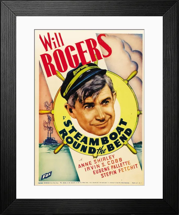 Framed Print : STEAMBOAT ROUND THE BEND, Will Rogers on midget window card, 1935
