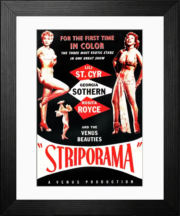 Framed Print : STRIPORAMA, l-r: Lili St. Cyr, Georgia Sothern on poster art, 1953 Framed Print : STRIPORAMA, l-r: Lili St. Cyr, Georgia Sothern on poster art, 1953