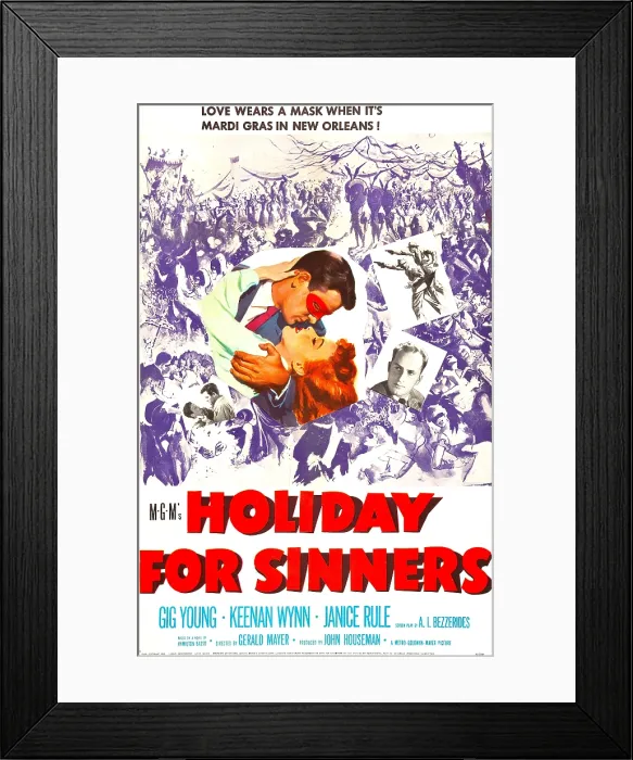 Framed Print : HOLIDAY FOR SINNERS, US poster, Gig Young, Janice Rule, 1952