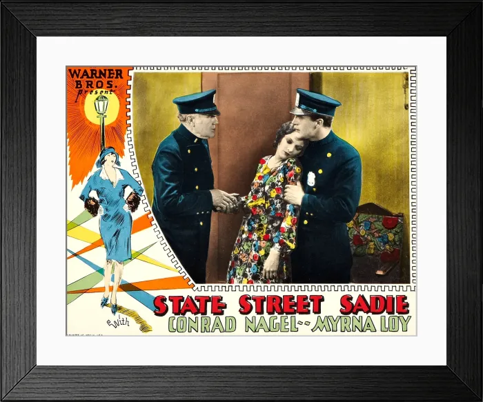 Framed Print : STATE STREET SADIE, center: Myrna Loy on lobbycard, 1928