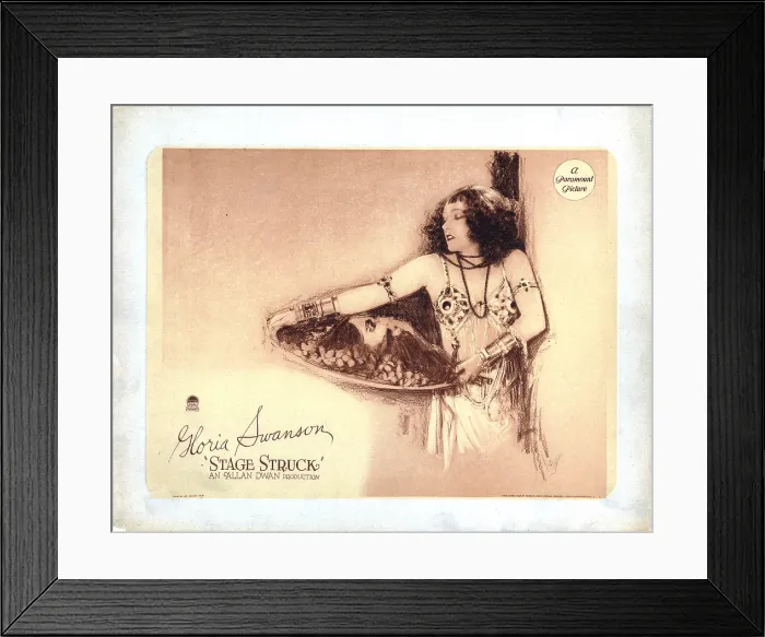 Framed Print : STAGE STRUCK, lobbycard, Gloria Swanson, 1925