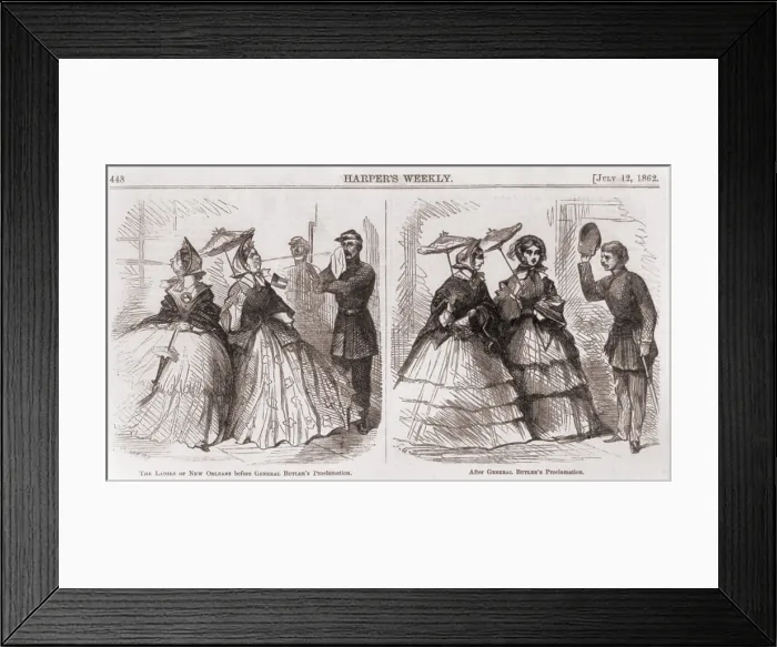 Framed Print : Illustration of the effect of Gen. Benjamin Butler's General Order 28, or the Woman Order during the US Civil War
