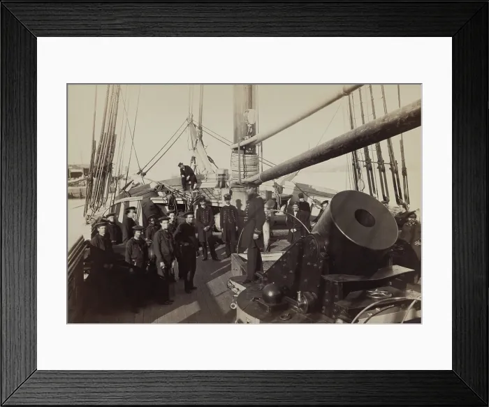 Framed Print : US Civil War. Battle of Forts Jackson and St. Philip, April 1862. The deck of one of twenty of Admiral David Porter's schooners carries a 17, 000 pound mortar
