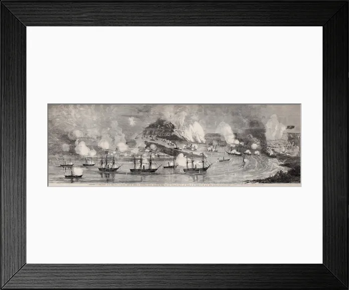 Framed Print : US Civil War. Battle of Forts Jackson and St. Philip, April 24, 1862. Detailed wood engraving from a documentary drawing by Alfred R Framed Print : US Civil War. Battle of Forts Jackson and St. Philip, April 24, 1862. Detailed wood engraving from a documentary drawing by Alfred R