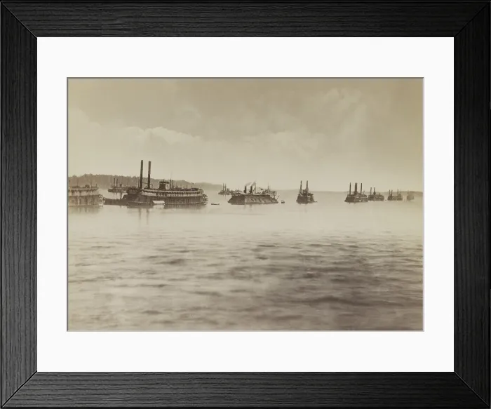 Framed Print : US Civil War. Convoy of the Union Mississippi River Fleet at Mound City, Illinois, 1863 Framed Print : US Civil War. Convoy of the Union Mississippi River Fleet at Mound City, Illinois, 1863