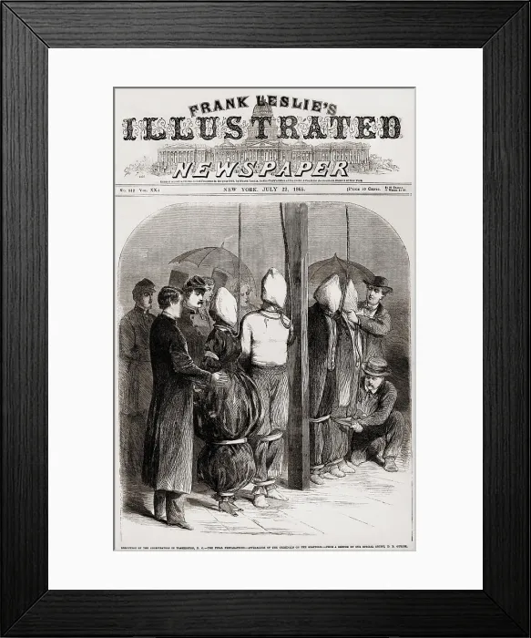 Framed Print : Execution of the Lincoln assassination conspirators in Washington, DC. Shortly before 1:30 in the afternoon at the Old Arsenal Building Framed Print : Execution of the Lincoln assassination conspirators in Washington, DC. Shortly before 1:30 in the afternoon at the Old Arsenal Building