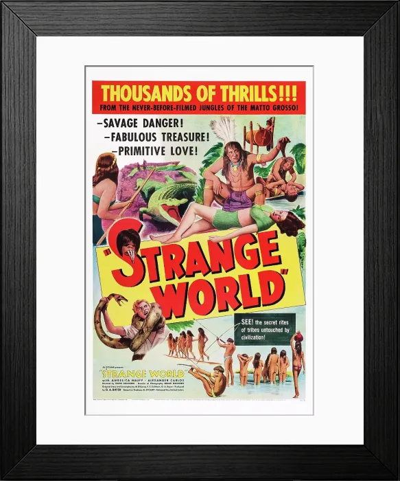Framed Print : STRANGE WORLD, (aka DIE GOTTIN VOM RIO VENI), US poster art, 1951 Framed Print : STRANGE WORLD, (aka DIE GOTTIN VOM RIO VENI), US poster art, 1951