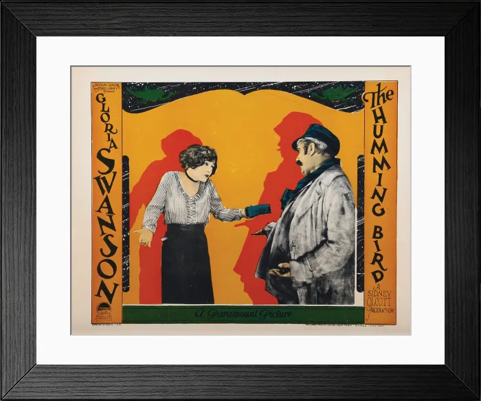Framed Print : THE HUMMING BIRD, lobbycard, from left, Gloria Swanson, Cesare Gravina, 1924