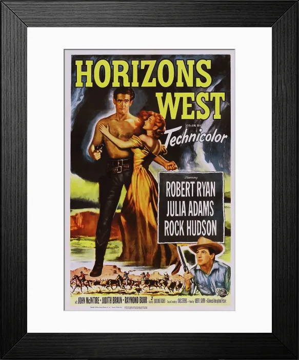 Framed Print : HORIZONS WEST, US poster art, from top: Robert Ryan, Julie Adams, Rock Hudson, 1952 Framed Print : HORIZONS WEST, US poster art, from top: Robert Ryan, Julie Adams, Rock Hudson, 1952