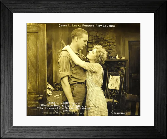 Framed Print : THE HOUSE WITH THE GOLDEN WINDOWS, from left: Wallace Reid, Cleo Ridgely on lobbycard, 1916