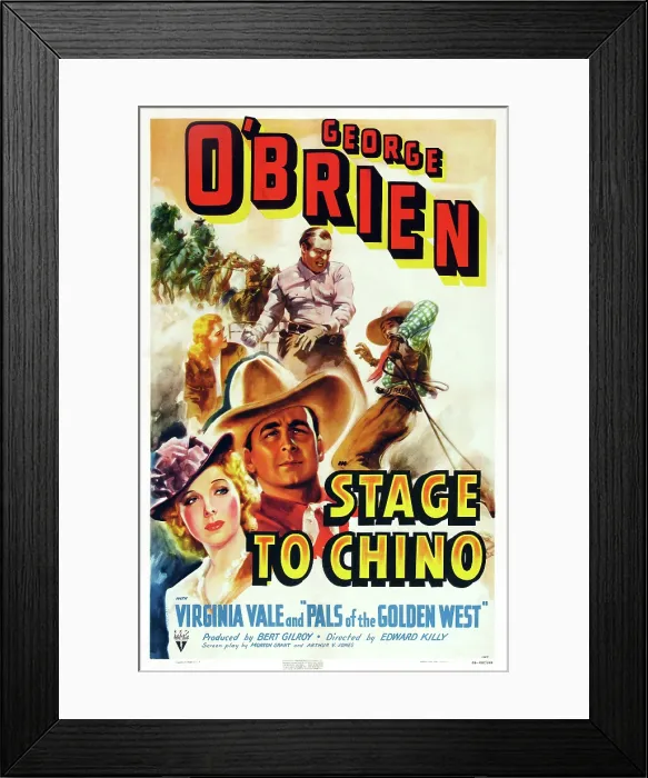Framed Print : STAGE TO CHINO, US poster art, from left: Virginia Vale, George O'Brien, 1940 Framed Print : STAGE TO CHINO, US poster art, from left: Virginia Vale, George O'Brien, 1940