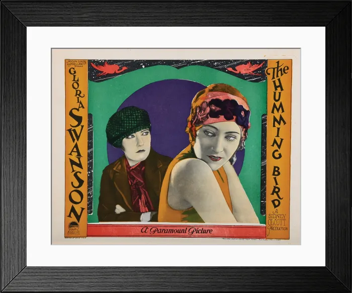 Framed Print : THE HUMMING BIRD, lobbycard, Gloria Swanson, 1924 Framed Print : THE HUMMING BIRD, lobbycard, Gloria Swanson, 1924
