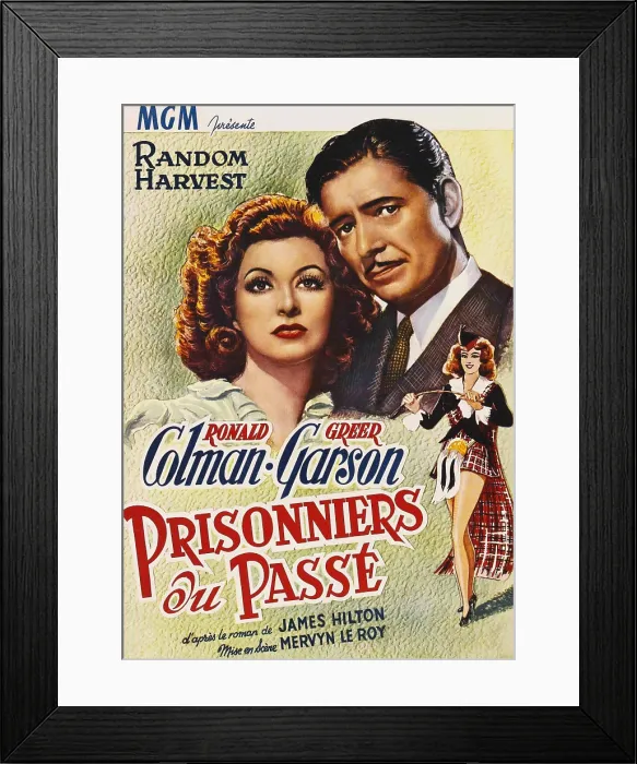 Framed Print : RANDOM HARVEST, (aka PRISONNIERS DU PASSE), l-r: Greer Garson, Ronald Colman on Belgian poster art, 1942