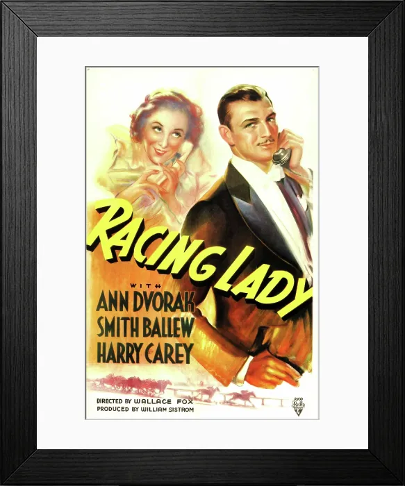 Framed Print : RACING LADY, US poster art, from left: Ann Dvorak, Smith Ballew, 1937