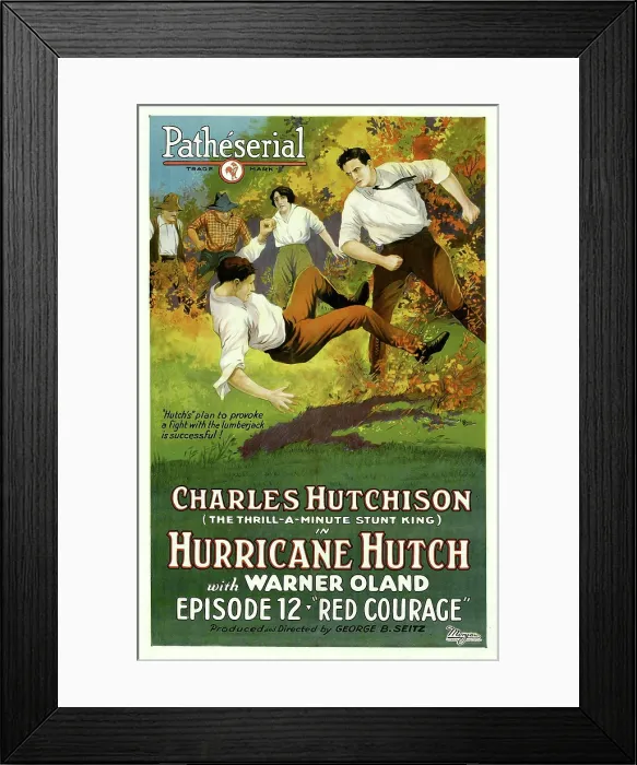 Framed Print : HURRICANE HUTCH, woman in background, center: Lucy Fox; man in foreground, right: Charles Huchinson, in: Episode 12, Red Courage, 1921