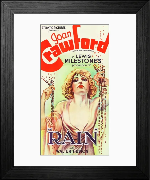 Framed Print : RAIN, Joan Crawford on poster art, 1932