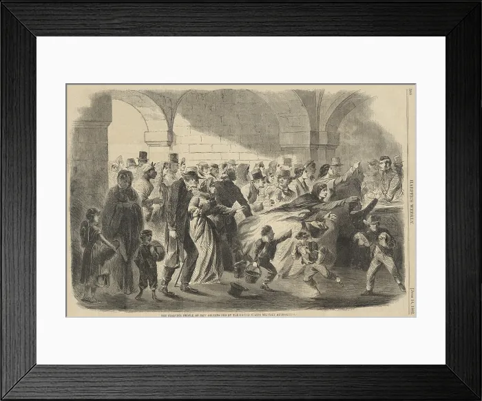 Framed Print : US Civil War. Union military occupation commander, Gen. Benjamin Butler, ordered captured Confederate food supplies of beef and sugar be distributed to those in need