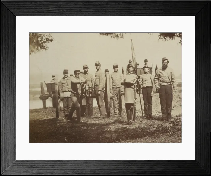 Framed Print : Confederate artillery near Charleston, S.C. in 1863, during the US Civil War. The unit includes several young teenage soldiers who appear younger than 17 years old