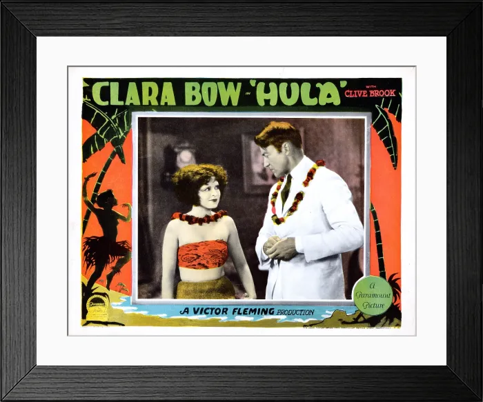 Framed Print : HULA, lobbycard, from left: Clara Bow, Clive Brook, 1927