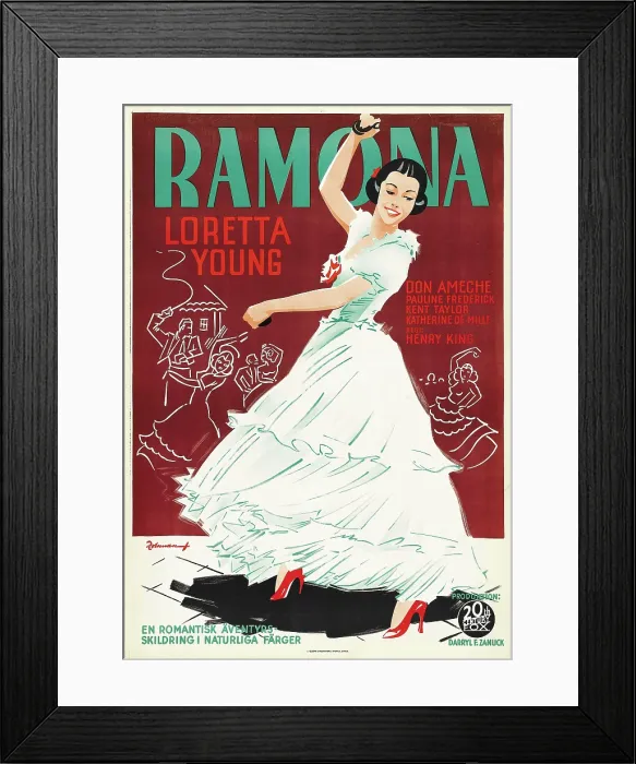 Framed Print : RAMONA, Swedish poster, Loretta Young, 1936, TM & Copyright 20th Century Fox Film Corp. / courtesy Everett Collection