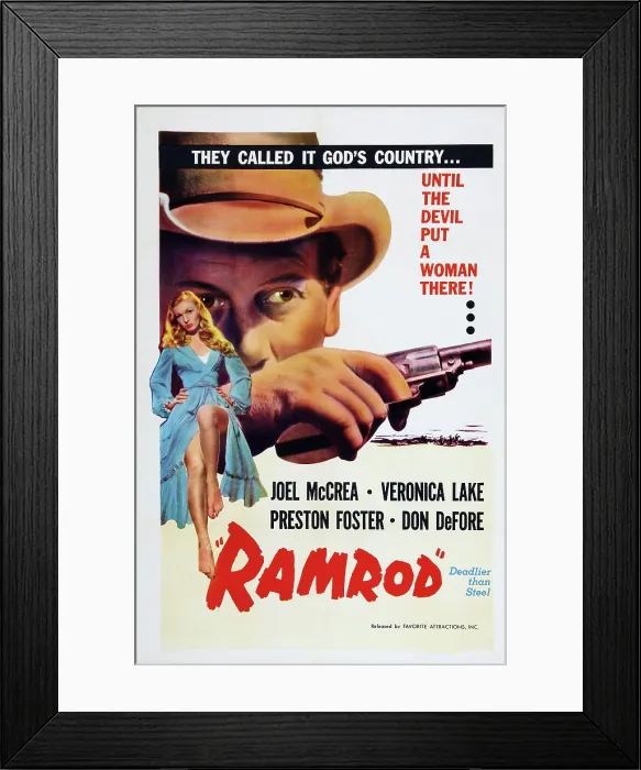 Framed Print : RAMROD, US poster art, from top: Joel McCrea, Veronica Lake, 1947 Framed Print : RAMROD, US poster art, from top: Joel McCrea, Veronica Lake, 1947