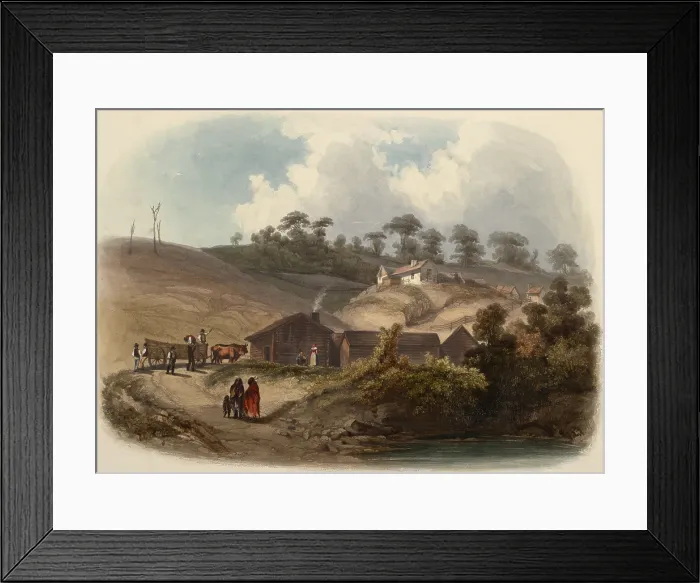 Framed Print : Major Dougherty's Indian Agency was encountered on the 23rd day of the Prince Maximilian's expedition up the Missouri River by steamboat