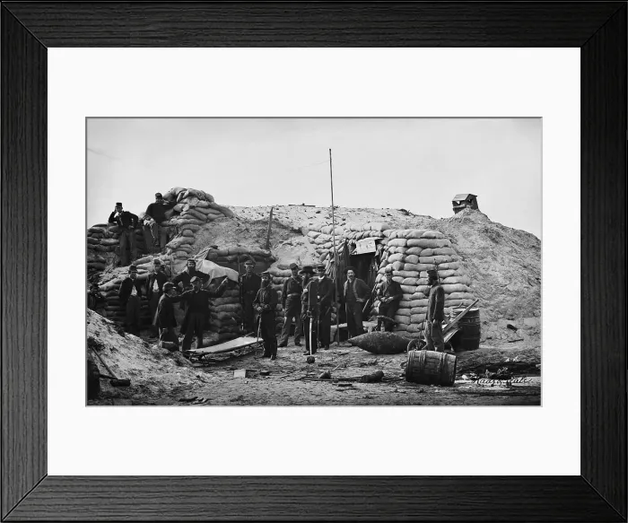 Framed Print : US Civil War. Siege of Charleston, 1863. Telegraph headquarters at Battery Wagner in the Union trenches of Morris Island, Charleston, South Carolina. Aug.-Sept Framed Print : US Civil War. Siege of Charleston, 1863. Telegraph headquarters at Battery Wagner in the Union trenches of Morris Island, Charleston, South Carolina. Aug.-Sept