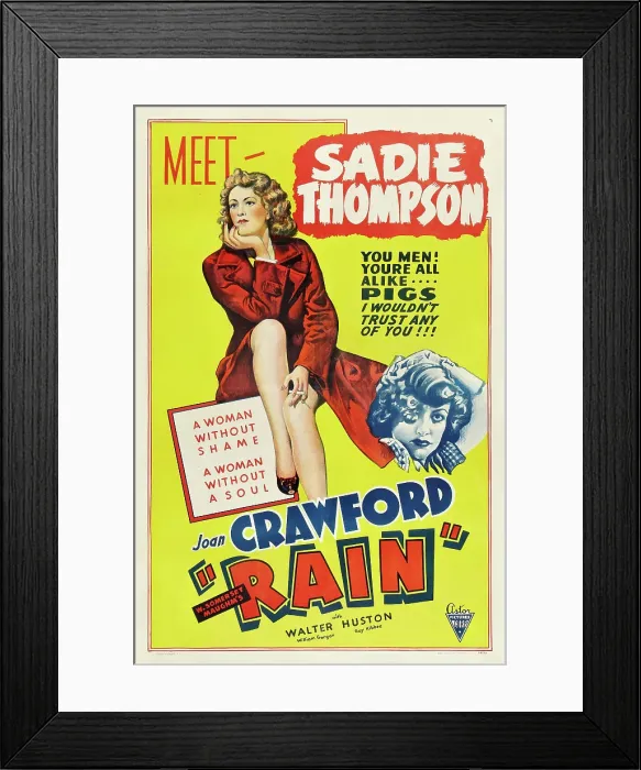 Framed Print : RAIN, Joan Crawford on poster art, 1932