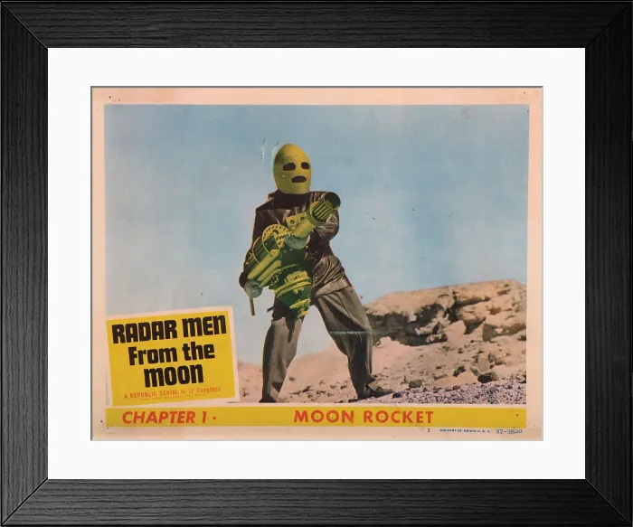Framed Print : RADAR MEN FROM THE MOON, lobbycard, Chapter 1 - Moon Rocket, George Wallace, 1952