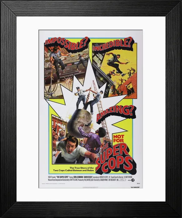 Framed Print : THE SUPER COPS, poster art, 1974