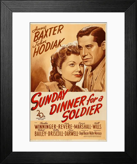 Framed Print : SUNDAY DINNER FOR A SOLDIER, US poster, Anne Baxter, John Hodiak, 1944. 20th Century Fox, TM & Copyright / courtesy Everett Collection