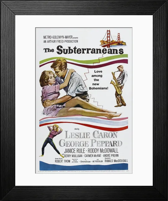 Framed Print : THE SUBTERRANEANS, US poster art, top left: Leslie Caron, George Peppard, 1960 Framed Print : THE SUBTERRANEANS, US poster art, top left: Leslie Caron, George Peppard, 1960