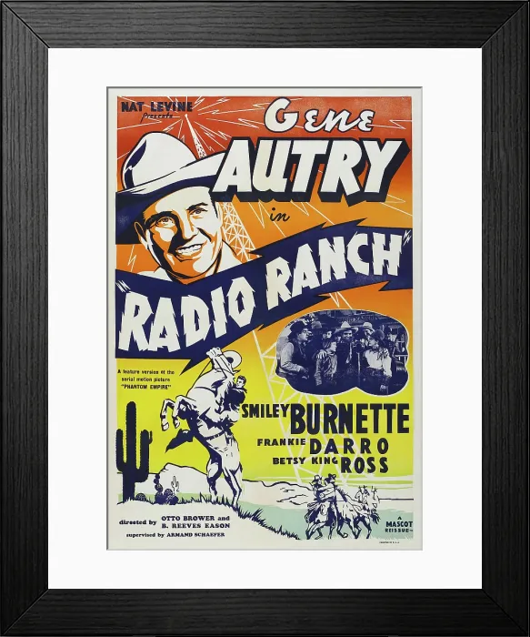 Framed Print : RADIO RANCH, (aka MEN WITH STEEL FACES), US poster, Gene Autry (top), 1940 Framed Print : RADIO RANCH, (aka MEN WITH STEEL FACES), US poster, Gene Autry (top), 1940