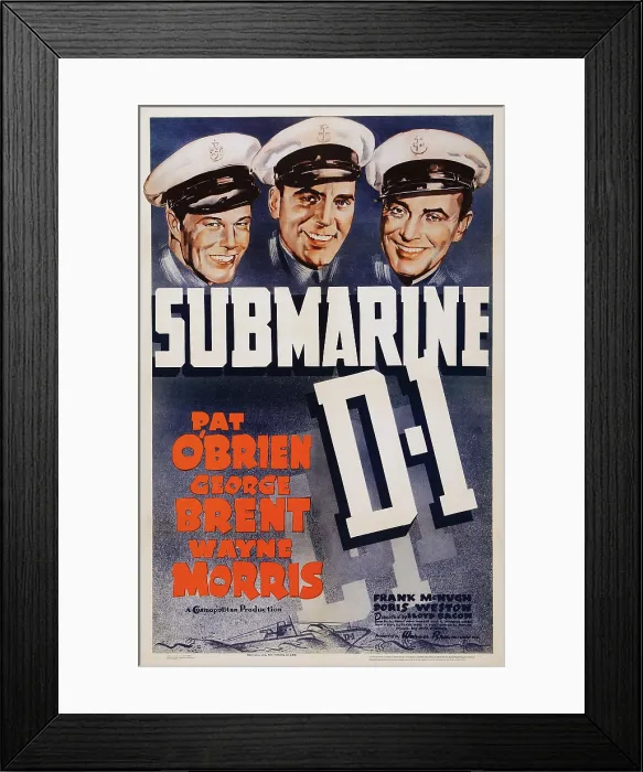 Framed Print : SUBMARINE D-1, US poster, from left: Wayne Morris, Pat O'Brien, Grorge Brent, 1937