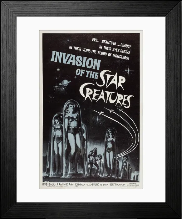 Framed Print : INVASION OF THE STAR CREATURES, poster art, 1962