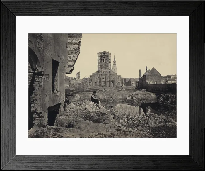 Framed Print : Scarred cityscape of Charleston, South Carolina, at the end of the US Civil War