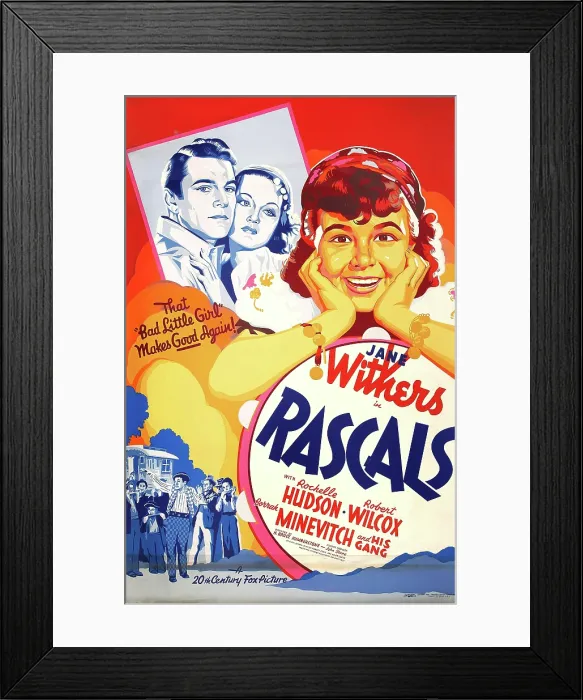 Framed Print : RASCALS, US poster art, top from left: Robert Wilcox, Rochelle Hudson, Jane Withers; bottom in checkered pants: Borrah Minevitch, 1938. TM & copyright 20th Century Fox Film Corp Framed Print : RASCALS, US poster art, top from left: Robert Wilcox, Rochelle Hudson, Jane Withers; bottom in checkered pants: Borrah Minevitch, 1938. TM & copyright 20th Century Fox Film Corp
