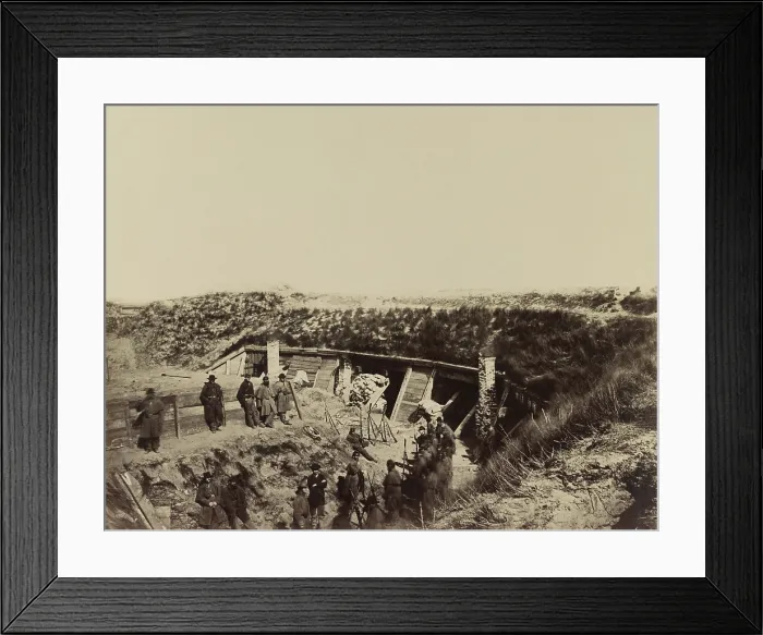 Framed Print : US Civil War. Fort fisher Expedition, Dec. 8, 1864 - Jan. 15, 1865. Wooden structures were built within the protective earthen walls of the Pulpit at Fort Fisher