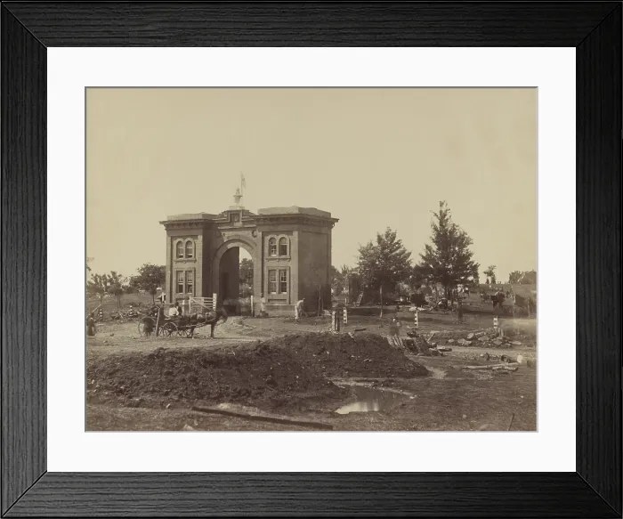 Framed Print : US Civil War. Battle of Gettysburg, July 1-3, 1863. Evergreen Cemetery Gate, served as the Union Army's IX Corps, headquarters