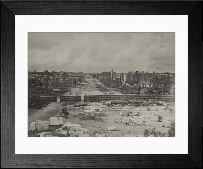 Framed Print : US Civil War. Sherman's Carolina Campaign, Feb. 1-April 26, 1865. View Columbia, South Carolina the Capitol, after it burned on the night of Feb. 17-18, 1865