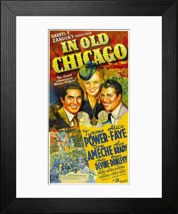 Framed Print : IN OLD CHICAGO, from left: Tyrone Power, Alice Faye, Don Ameche, 1937, TM and Copyright 20th Century Fox Film Corp. All rights reserved. / courtesy Everett Collection