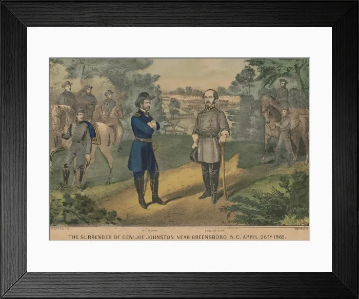 Framed Print : US Civil War. Sherman's Carolina Campaign, began on Feb. 1, 1864 and ended on April 26, 1865, with the final surrender of Confederate Gen. Joseph Johnston to Union Gen