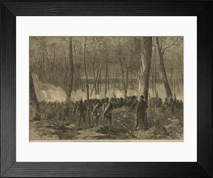 Framed Print : US Civil War. The Overland Campaign, The Wilderness, May 5-7, 1864. Union division led by Major-General Wadsworth fights in dense woods on May 6th