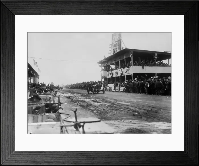 Framed Print : George Robertson's car on the race track during of the 1908 Vanderbilt Cup Race. Robertson took the win in # 16, a Locomobile car, on Oct. 8, 1908 Framed Print : George Robertson's car on the race track during of the 1908 Vanderbilt Cup Race. Robertson took the win in # 16, a Locomobile car, on Oct. 8, 1908