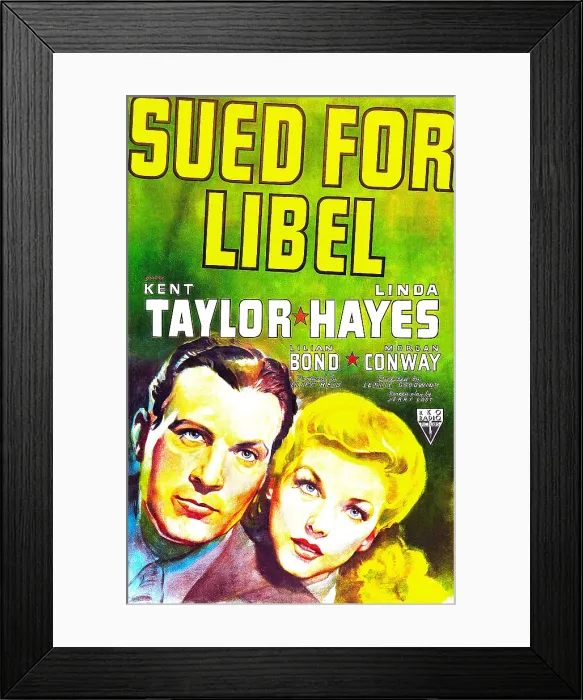 Framed Print : SUED FOR LIBEL, US poster art, from left: Kent Taylor, Linda Hayes, 1939