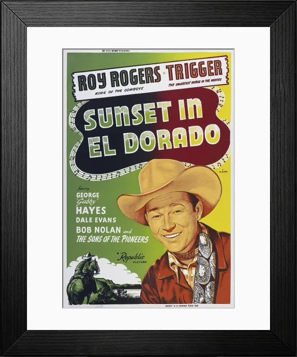 Framed Print : SUNSET IN EL DORADO, Roy Rogers on poster art, 1945